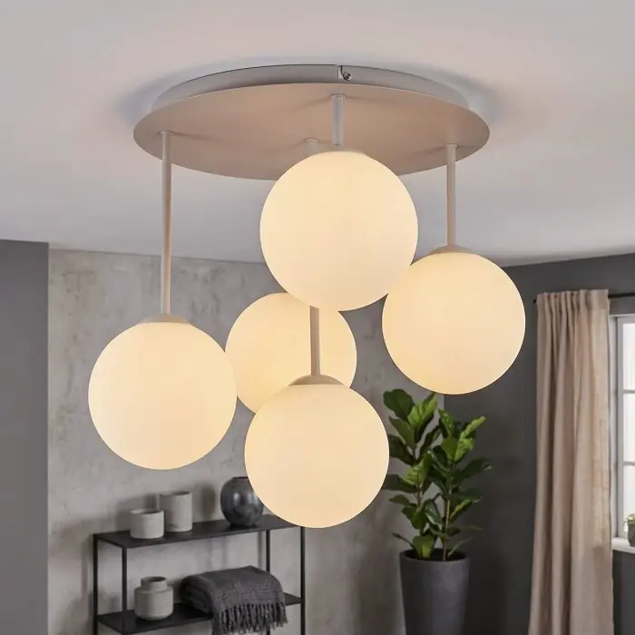 Actieprijs Chehalis 5-lichts plafondlamp met bollen voor woonkamer, G9, rond, Ø 45 cm