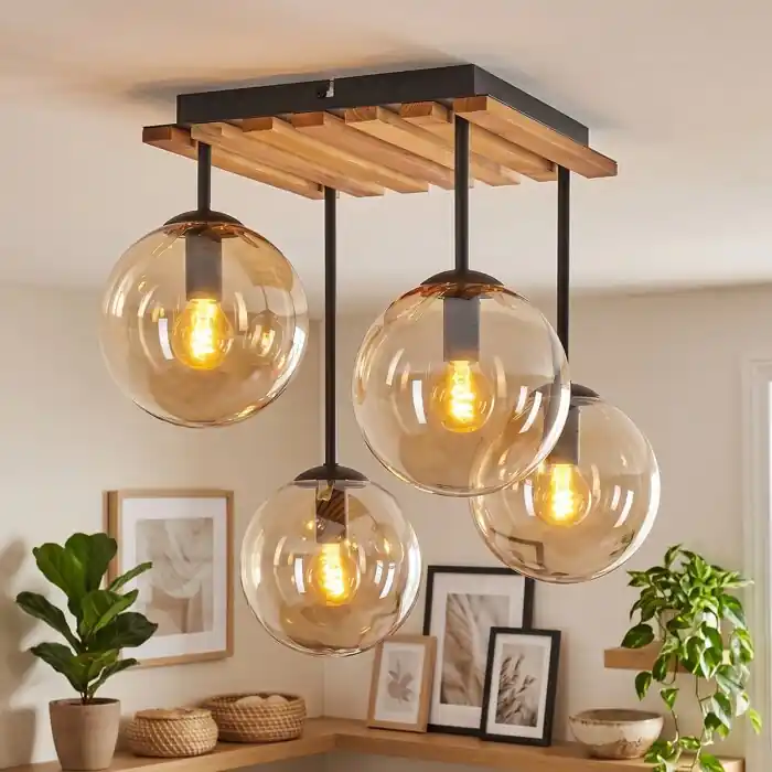 Favoriet Gastor plafondlamp met bolkappen, 4-lichts ronde retro woonkamerlamp