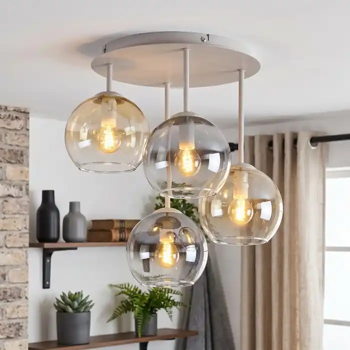 Direct Beschikbaar Koyoto bolvormige plafondlamp 4-lichts voor eetkamer en woonkamer