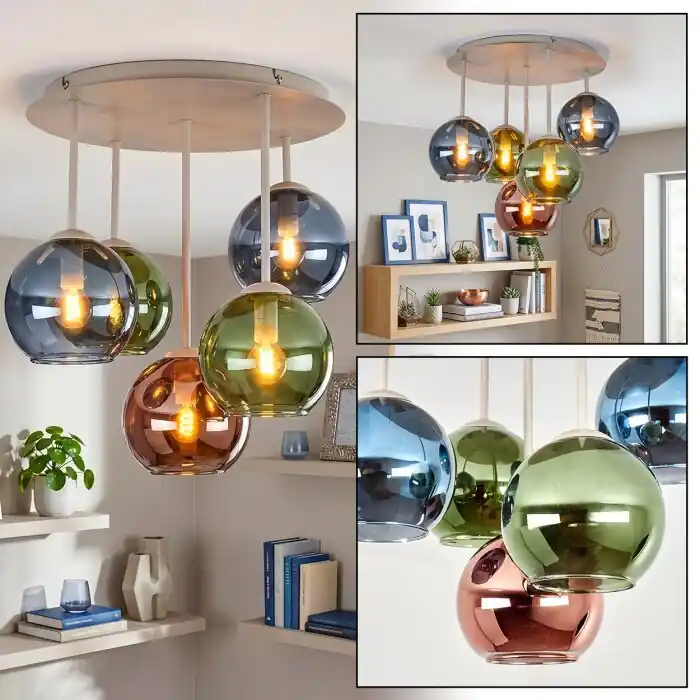 Bestseller Koyoto plafondlamp 5-lichts, ronde bolvormige lamp met E14, ø 45 cm