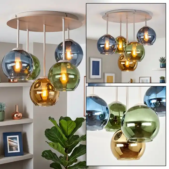 Koyoto plafondlamp met bolkappen, 5-lichts ronde plafondverlichting ø 45 cm Beste Prijs