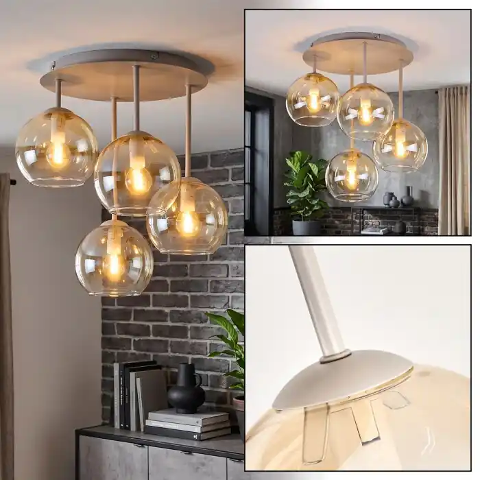 Voordeelprijs Koyoto retro bolvormige plafondlamp 4-lichts met E14 fitting voor woonkamer