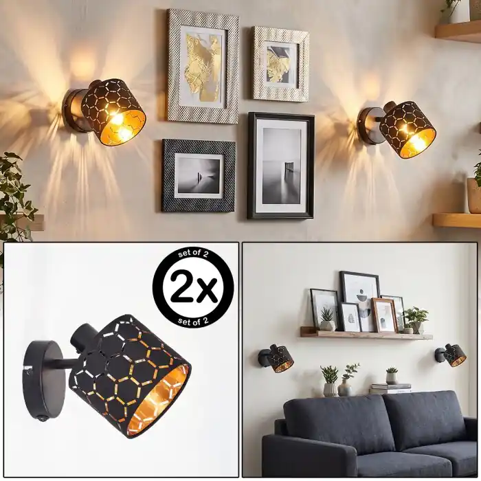 Alsen verstelbare wandlamp set van 2 met symmetrische sleuven en E14 fitting Lage Kosten