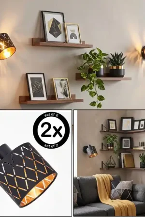 Beperkt Aanbod Alsen wandlamp set van 2 met schakelaar en lampenkap met uitsparingen E14