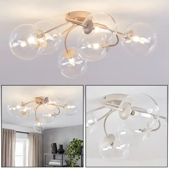 Chehalis moderne plafondlamp met bolkappen, 6-lichts, rond ø 64 cm, G9 Beste Prijs