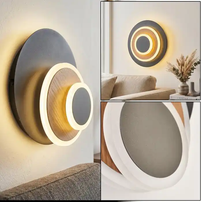 Alleen Vandaag Lemik LED wandlamp rond met verstelbare lichtringen, modern Scandinavisch