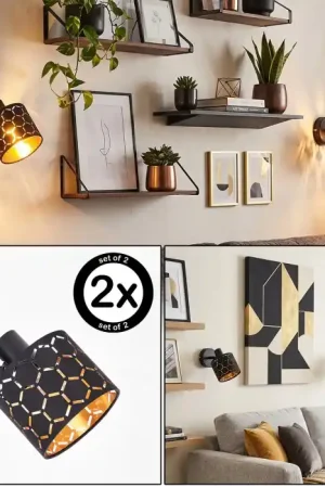 Alsen wandlamp set van 2 met verstelbare lampkop en kap met symmetrische sleuven Direct Verzonden