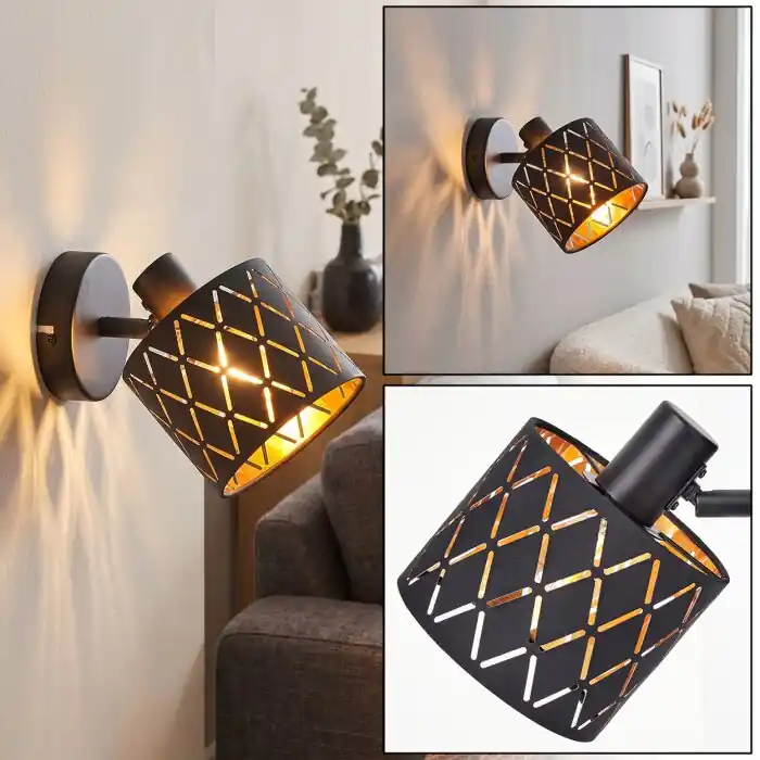 Snelle Levering Alsen verstelbare wandlamp met zwart-gouden lampenkap, E14 leeslamp voor bank