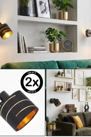 Finale Uitverkoop Alsen 2-delige wandlampenset met stoffen lampenkap met patroon, leeslamp voor bank