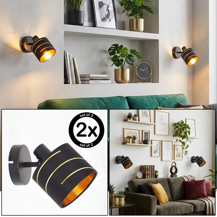Finale Uitverkoop Alsen 2-delige wandlampenset met stoffen lampenkap met patroon, leeslamp voor bank