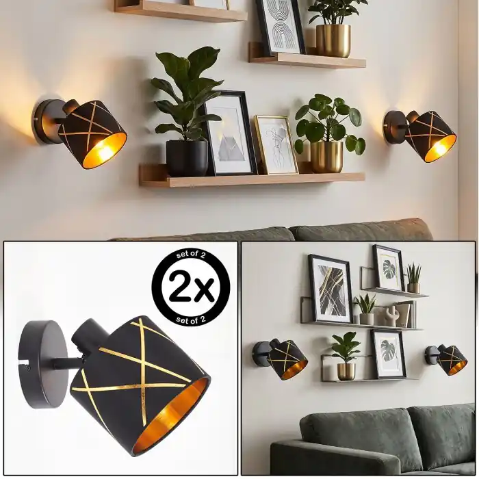 Opatija wandlamp set van 2, zwenkbare wandspot met lampenkap met uitsparingen Shop Nu