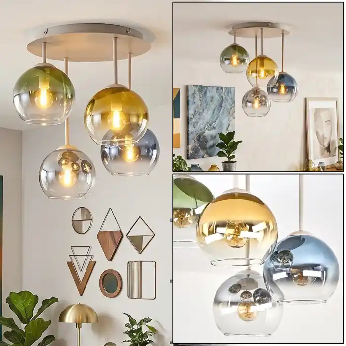 Koyoto plafondlamp met bollen 4-lichts, ronde plafondverlichting Ø 38 cm Flitsaanbieding