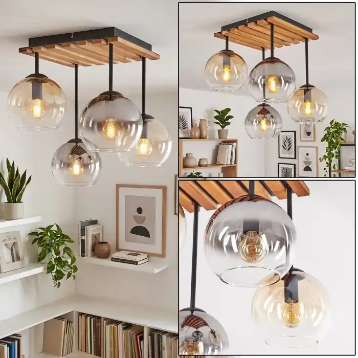 Nieuw Koyoto plafondlamp met bolkappen, 4-lichts rond design voor woonkamer