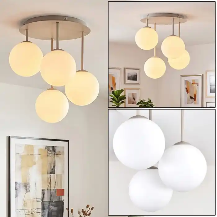 Gastor moderne Scandinavische plafondlamp, bolvormig rond Ø 38 cm, 4-lichts E14 Fabrieksprijs
