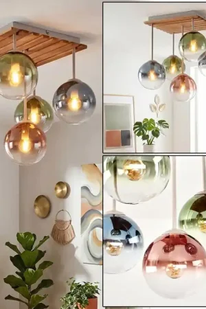 Weekendaanbieding Gastor hangende plafondlamp met bolkappen, 5-lichts voor woonkamer en eetkamer