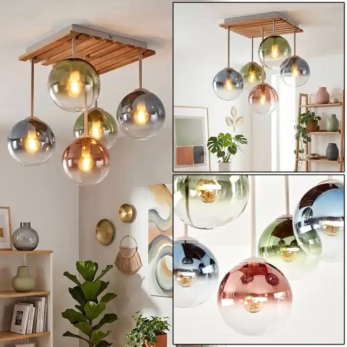 Weekendaanbieding Gastor hangende plafondlamp met bolkappen, 5-lichts voor woonkamer en eetkamer