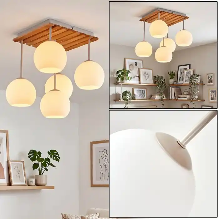 Koyoto 5-lichts plafondlamp met bolvormige kappen voor woonkamer en eetkamer Gereduceerde Prijs