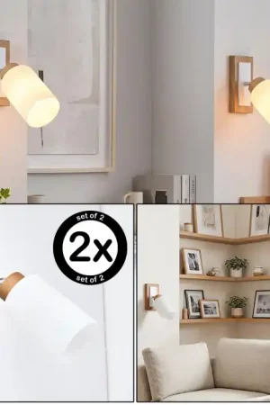 Alvorn verstelbare wandlamp voor woonkamer, E27, Scandinavisch, set van 2 Gratis Retour