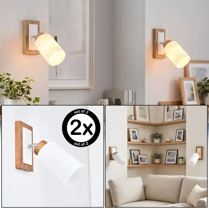 Alvorn verstelbare wandlamp voor woonkamer, E27, Scandinavisch, set van 2 Gratis Retour