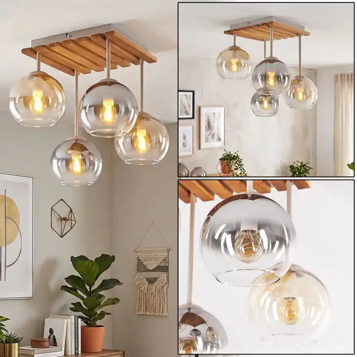 Koyoto moderne plafondlamp met 4 bolkappen, E14 voor woonkamer en eetkamer Merkproduct
