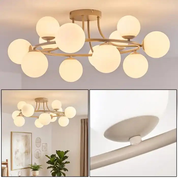 Chehalis 12-lichts plafondlamp bol, ronde plafondlamp ø 76 cm voor woonkamer Weekendaanbieding