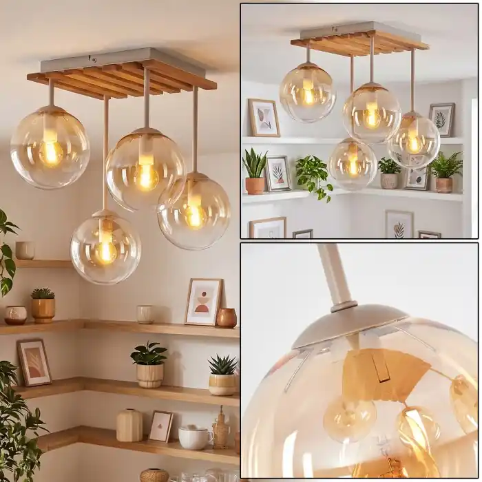 Gastor plafondlamp met bolvormige kappen, 4-lichts voor eetkamer en woonkamer Direct Beschikbaar