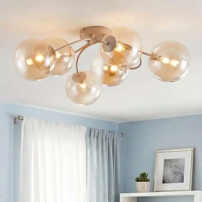 Chehalis plafondlamp met bolkappen, 6-lichts G9, ronde globevorm ø 64 cm Korting