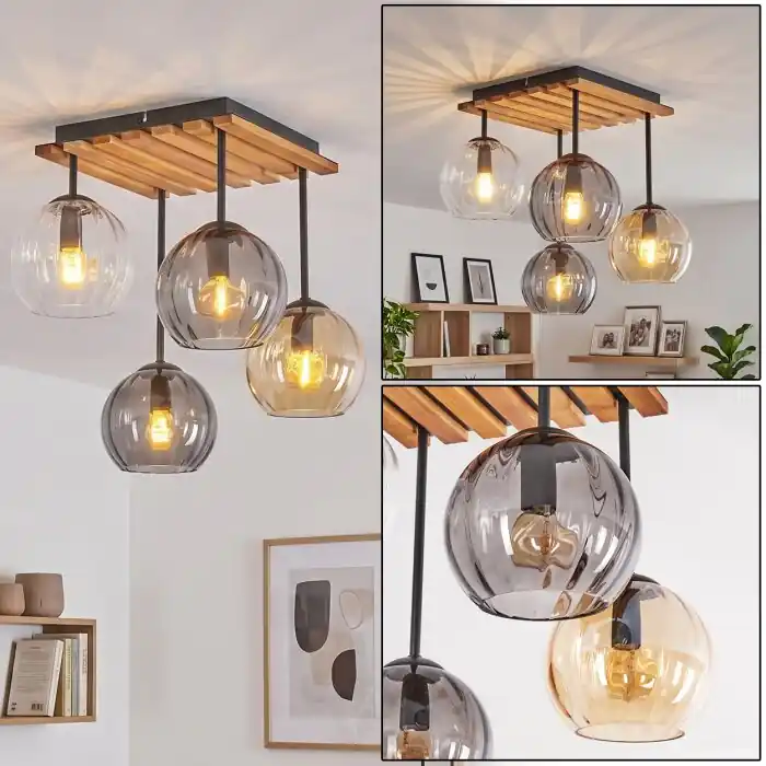 Uitverkoop Koyoto plafondlamp met globevormige kappen, 4-lichts E14 voor eetkamer en woonkamer