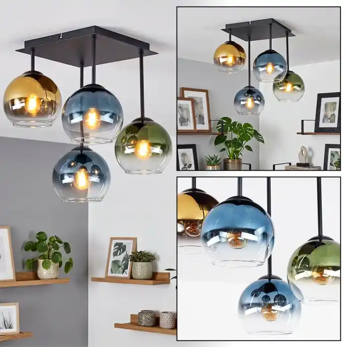 Koyoto plafondlamp 4-lichts E14 met bolkappen voor eetkamer en woonkamer Express Levering