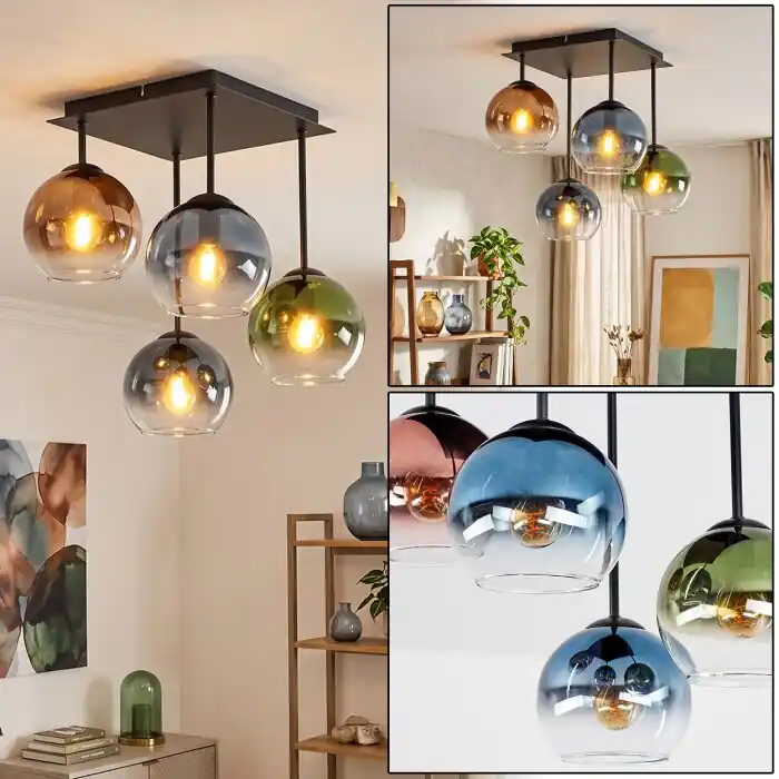 Koyoto 4-lichts plafondlamp met bolkappen, E14 voor eetkamer en woonkamer Bestseller