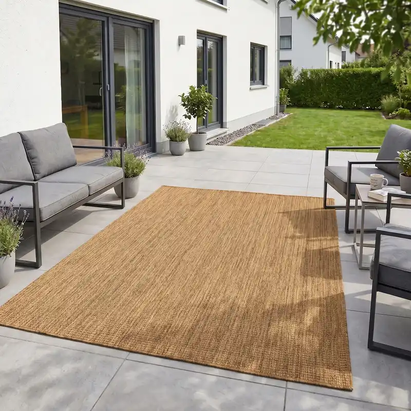 Effen buitenkleed - Mira Bruin/Naturel Merkproduct