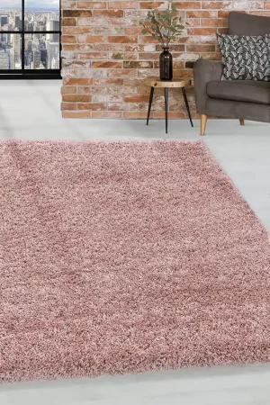 Azure Hoogpolig Roze vloerkleed - Effen Direct Beschikbaar