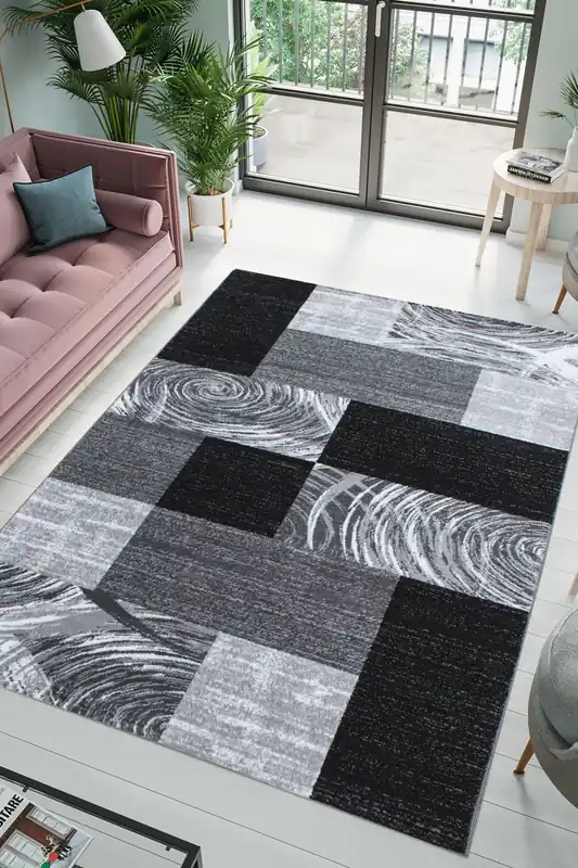 Premium Jaden Modern Zwart / Grijs vloerkleed - Laagpolig