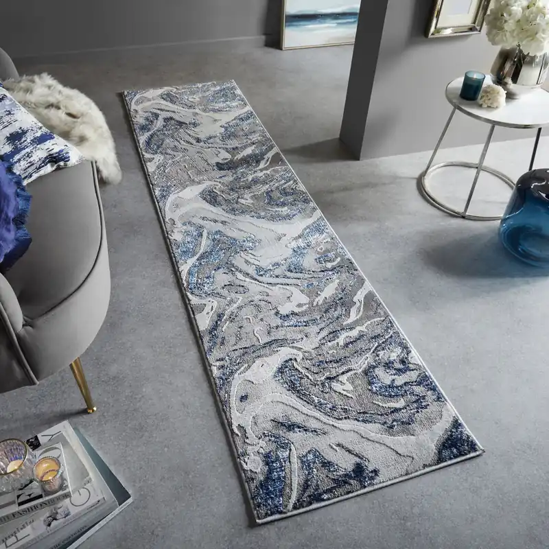 Uitverkoop Moderne Loper - Marbled Grijs/Navy