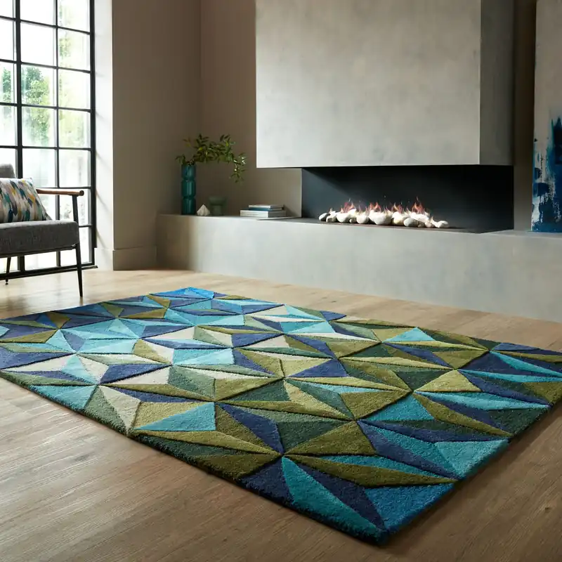 Reverie vloerkleed - Laagpolig - 100% Wol Modern - Blauw Weekendaanbieding