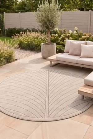 Beperkt Aanbod Rond palmblad binnen- en buitenkleed – Novara Beige