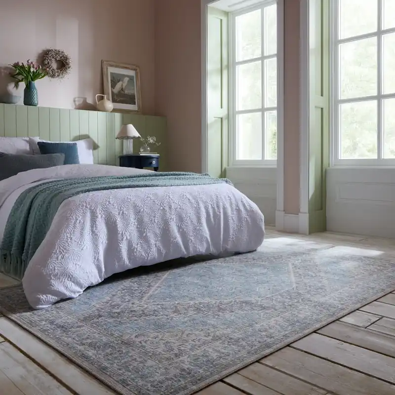 Wasbaar vintage vloerkleed – Corin Blauw Hete Deal