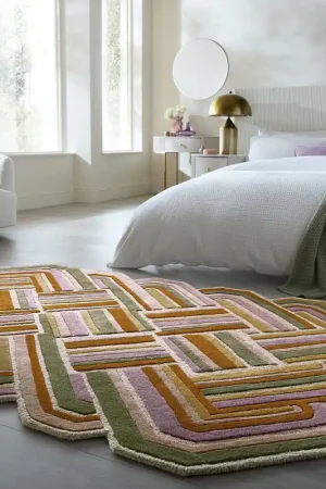 Wollen vloerkleed - Lattice Shaped Lila/Multi Weekendaanbieding